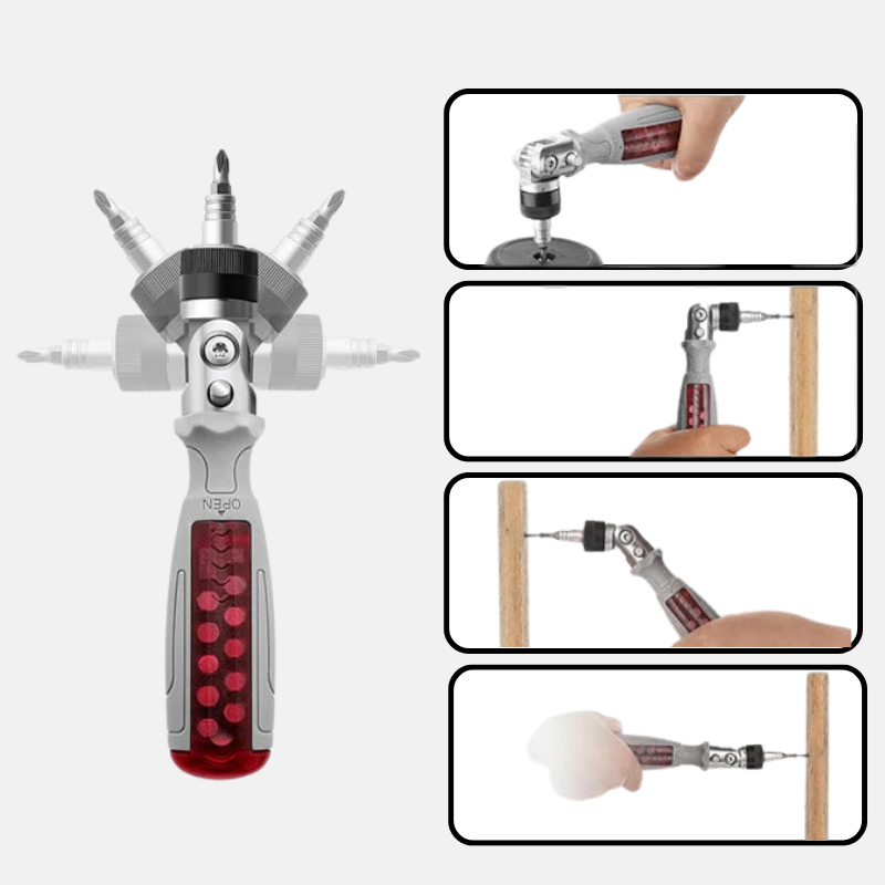 VersatileScrewdriver™ | 10-In-1 Meervoudige Hoek Ratelschroevendraaier